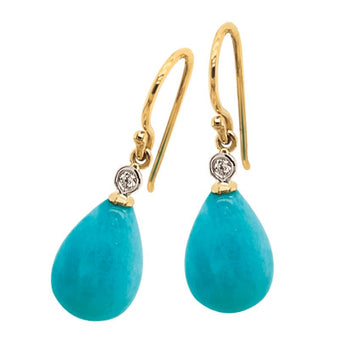 9ct Amazonite Diamond Earrings Gold jewellery Gerrim International 