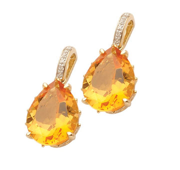 9ct Gold Citrine Diamond Earrings Gold jewellery Gerrim International 
