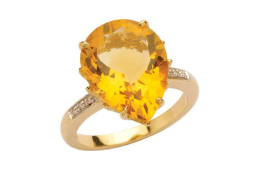 9ct Teardrop Citrine Diamond Ring Gold jewellery Gerrim International 