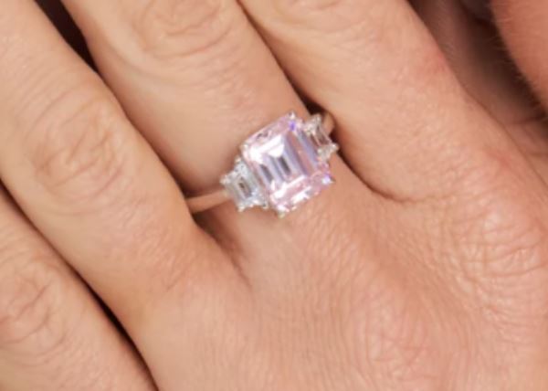 Baguette Cut Pink and White CZ Ring Sybella 
