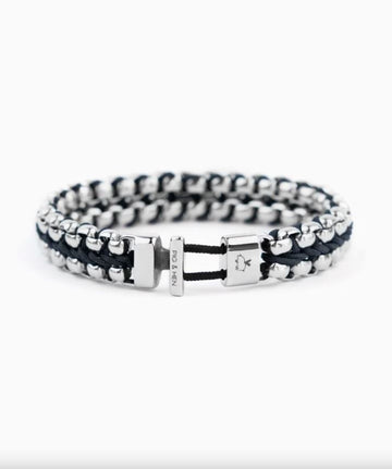 Catena Venetian DBL Bracelet - Navy | Silver Jewellery Antell 