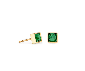 Coeur De Lion Brilliant Square Green Crystal Earrings 0.5cm Earrings Timesupply 