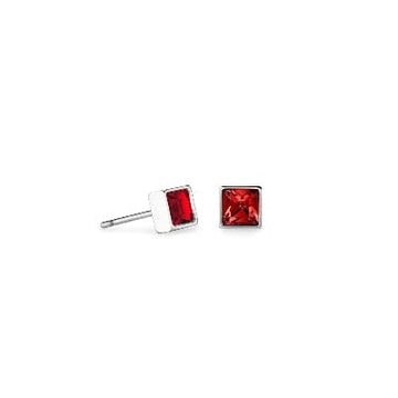 Coeur De Lion Brilliant Square Red Crystal Earrings 0.5cm Earrings Timesupply 