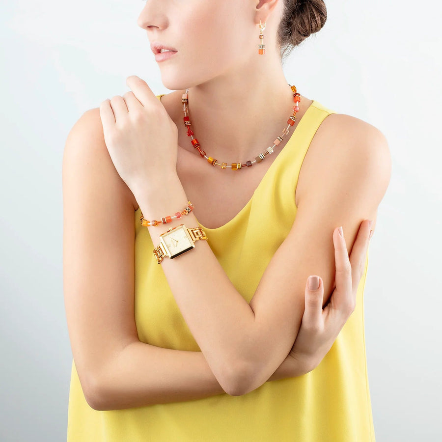 Coeur De Lion GeoCube Tangerine Dreams Necklace Women's Jewellery Timesupply 