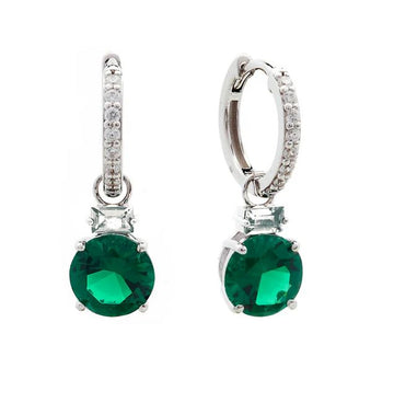 Emerald Green CZ Huggie Drop Earrings Sybella 
