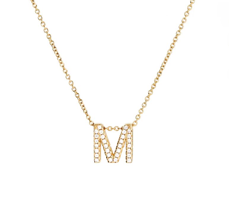 M Initial Gold Necklace Sybella 