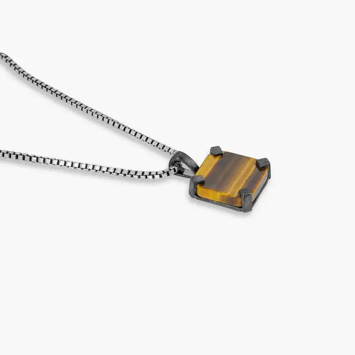 Octo Pendant with Tiger Eye in Black Rhodium-Plated Sterling Silver by Tateossian Men's Jewellery Cudworth 