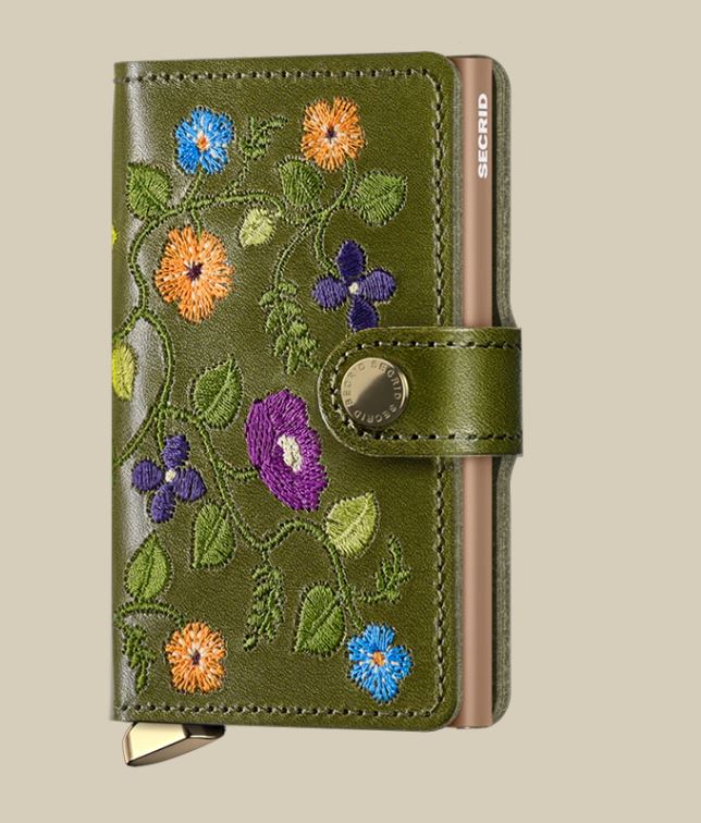 Secrid Miniwallet Premium - Stitch Floral Wallet Design Mode International Floral Olive 