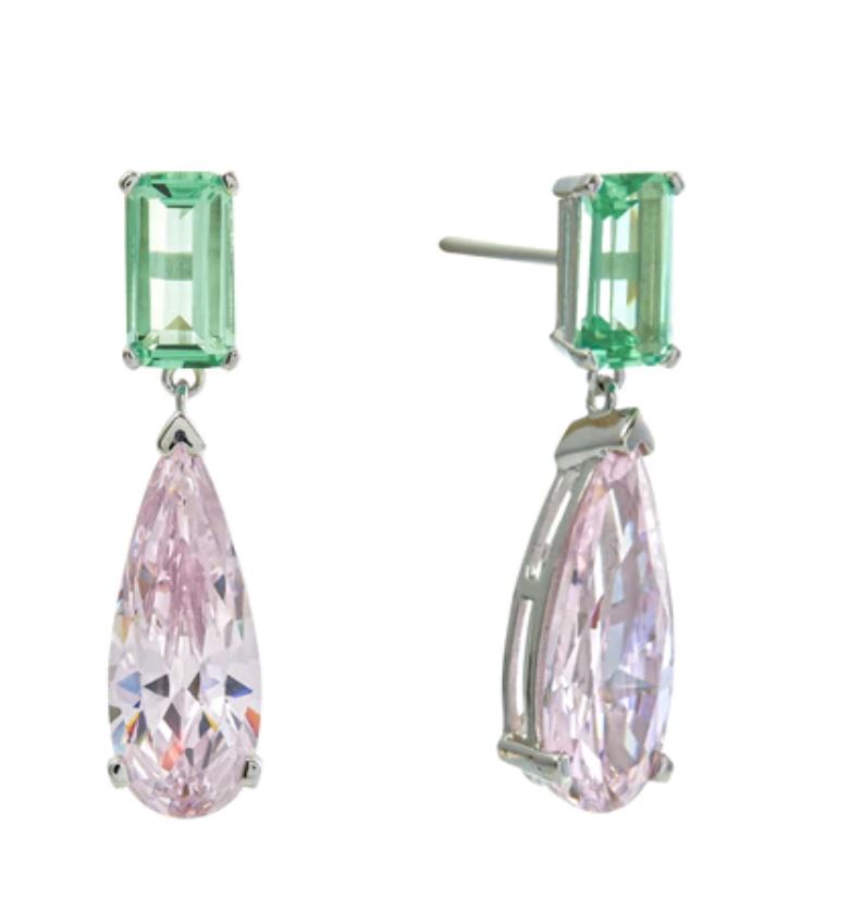 Showstopper Teardrop Blue/Green Earrings Sybella Pink and Green 