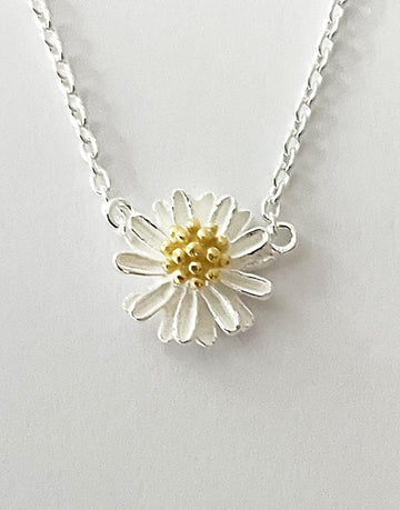Silver Daisy Gold centre Necklace Gammies 