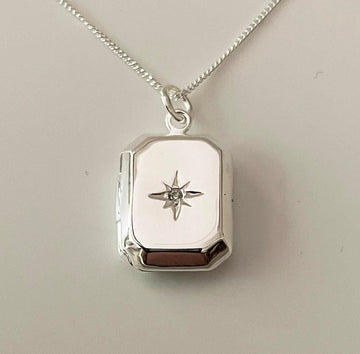 Silver Rectangle Locket Necklace Gammies 