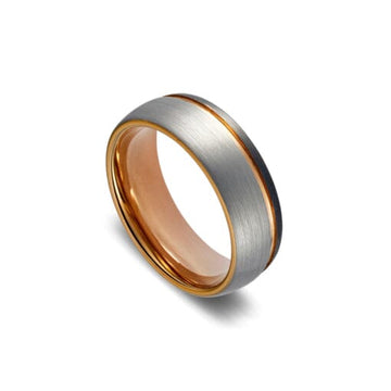 Tungsten Infinity Ring - IP Rose Gold & Black Brushed Silver Ring Men's Jewellery DPI Jewellery 
