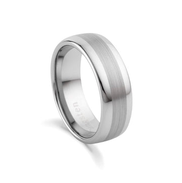Tungsten Infinity Ring - Wide Beveled Matte & Polished Silver Men's Jewellery DPI Jewellery 