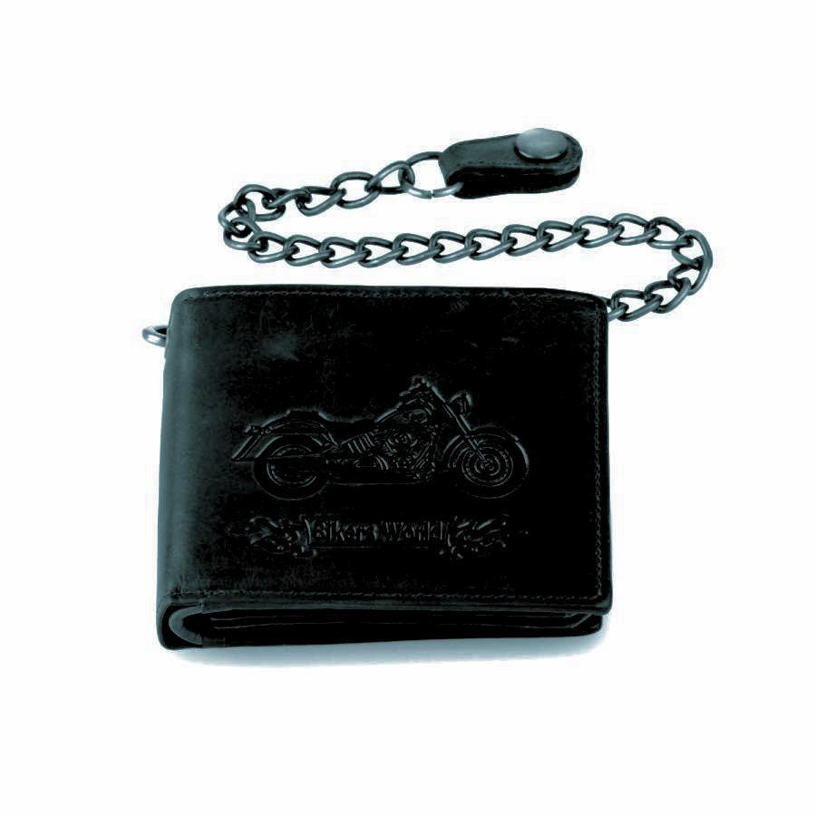 Bikey Leather Wallet including Chain Wallet Oran Black 