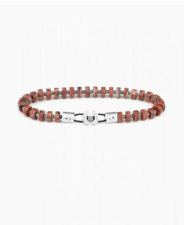 Brontide Beaded Bracelet 6mm - Red Sesame Stone | Silver Men's Jewellery Antell 