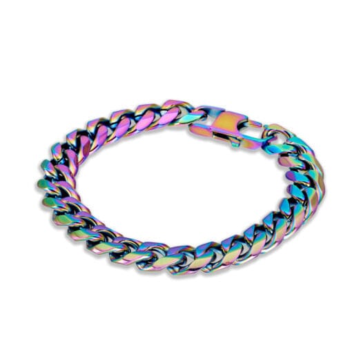 Chunky Iridescent Rainbow Cuban Link Bracelet Men's Jewellery DPI Jewellery 