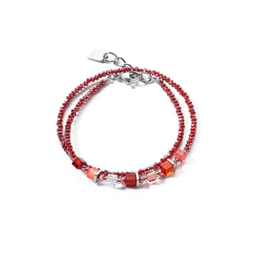 Coeur De Lion GeoCube Alizarin Crimson Double Wrap Bracelet Women's Jewellery Timesupply 