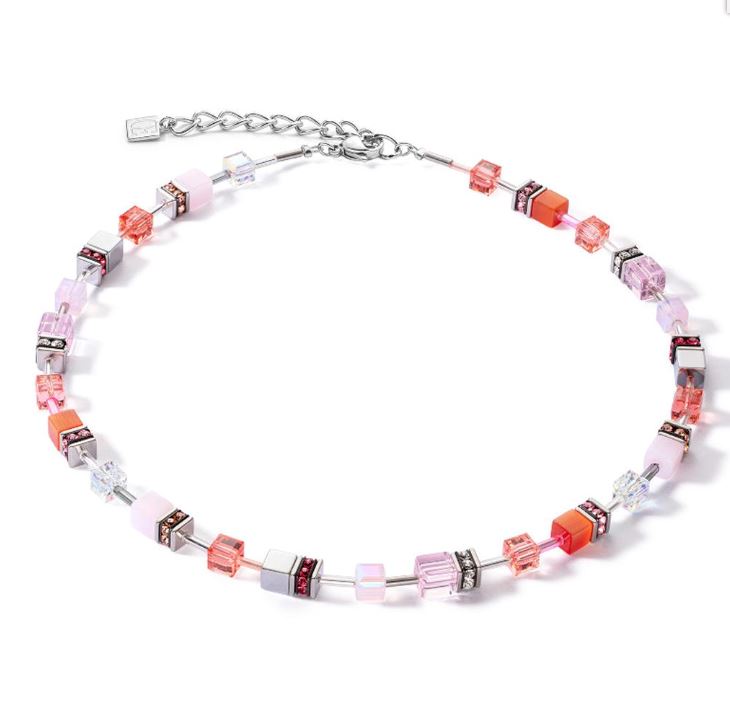 Coeur De Lion GeoCube Watermelon Rose Necklace Women's Jewellery Timesupply 