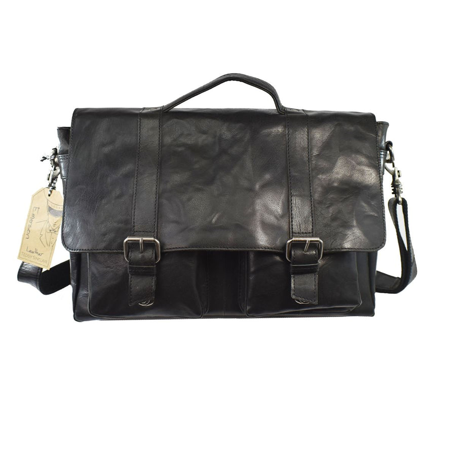 Emerson Leather Briefcase Bag Oran Black 