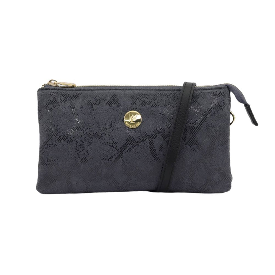 Evie Leather Clutch / Cross-Body Bag Bag Willow & Zac Charcoal Snake 
