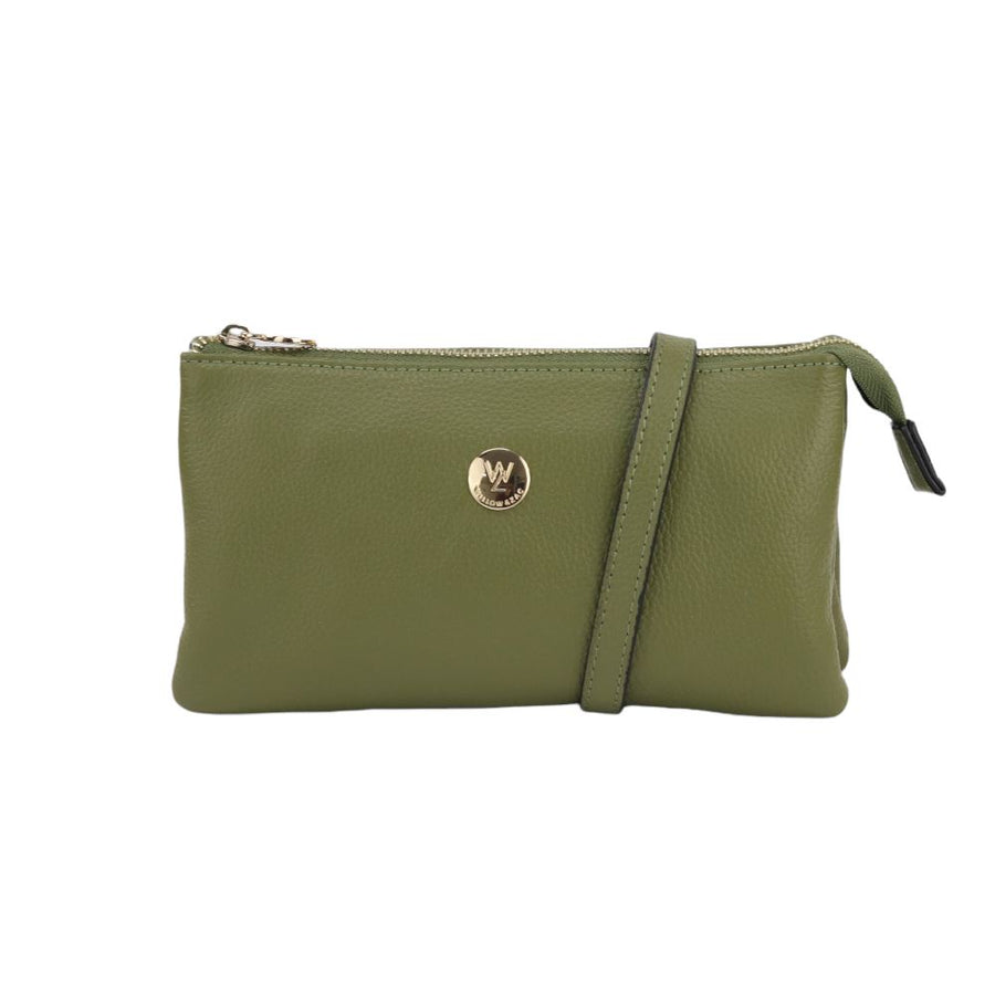 Evie Leather Clutch / Cross-Body Bag Bag Willow & Zac Olive 