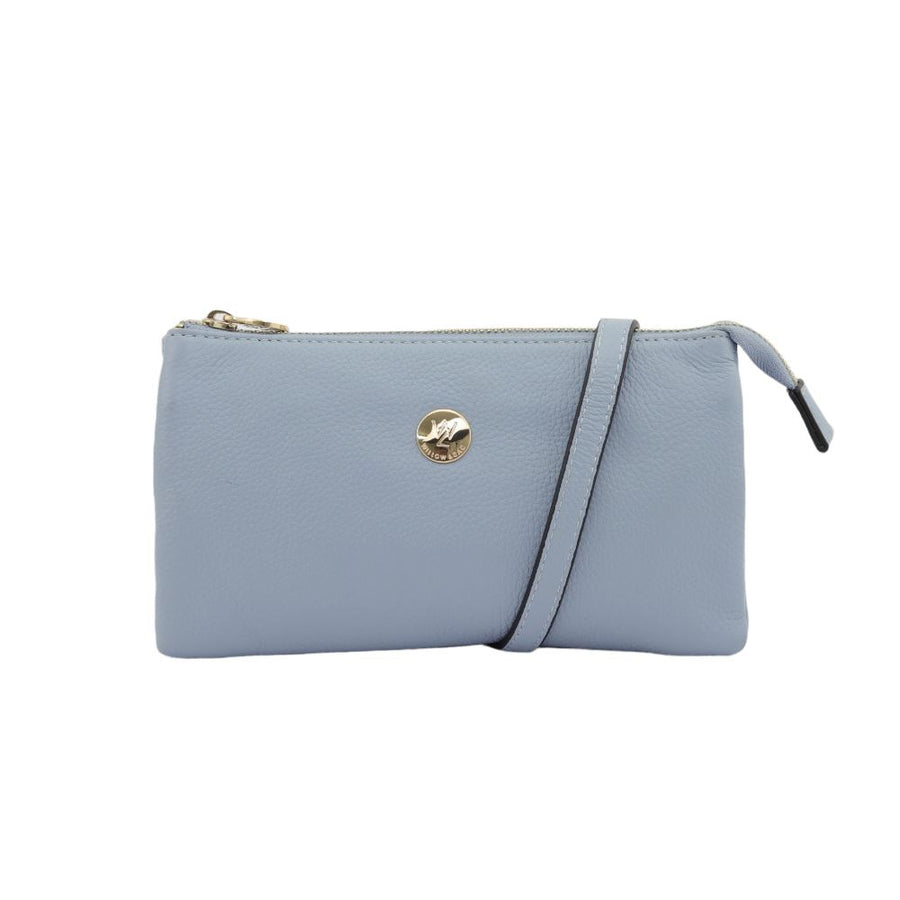 Evie Leather Clutch / Cross-Body Bag Bag Willow & Zac Powder Blue 
