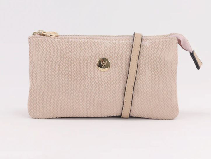 Evie Leather Clutch / Cross-Body Bag Bag Willow & Zac Seashell 