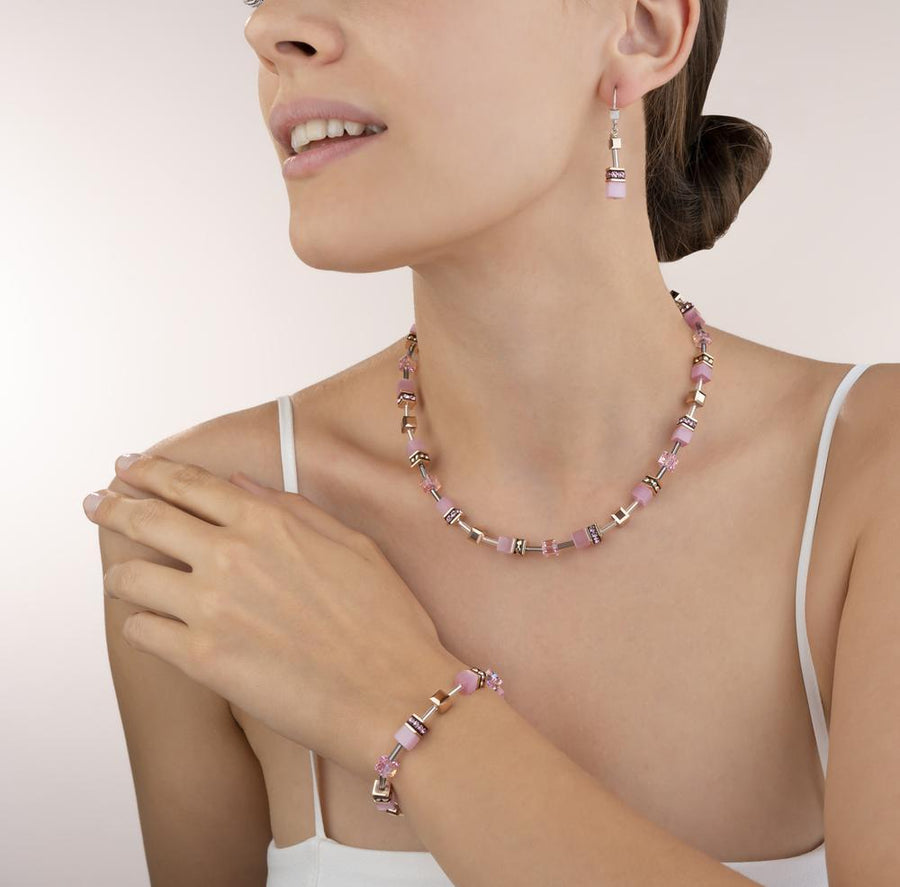 GEO CUBE SOFT ROSE PINK NECKLACE Women's Jewellery Coeur de Lion 