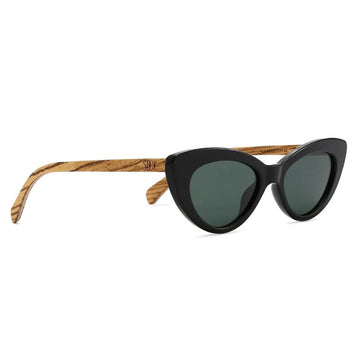 SAVANNAH MIDNIGHT - Black Sunglasses with Walnut Sunglasses Glasses Soek 