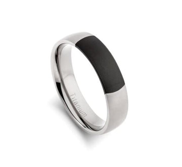 Titanium Ring With Black Detailing Men's Jewellery DPI Jewellery 