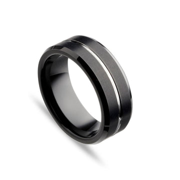 Tungsten Ring - Brushed IP/Black Men's Jewellery DPI (Display Plus Imports) 