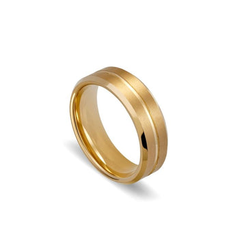 Tungsten Ring - Brushed/Shinny Gold-Tone Men's Jewellery DPI Jewellery 