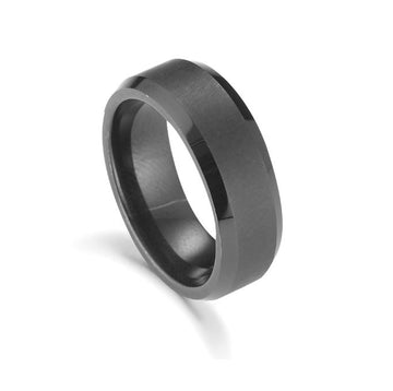 Tungsten Ring - Matte Black w/Bevelled Edge Mens Jewellery DPI Jewellery 