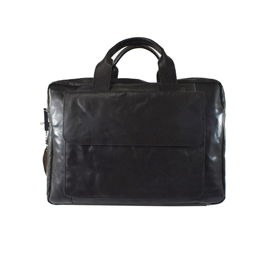 Turku Leather Briefcase / Satchel Bag Oran Black 