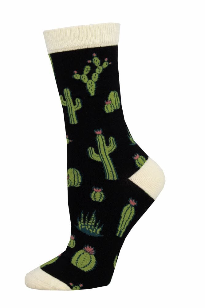 Women's Bamboo Socks Accessories Bobangles King Cactus (Black) 