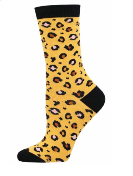 Women's Bamboo Socks Accessories Bobangles Leopard (Gold) 