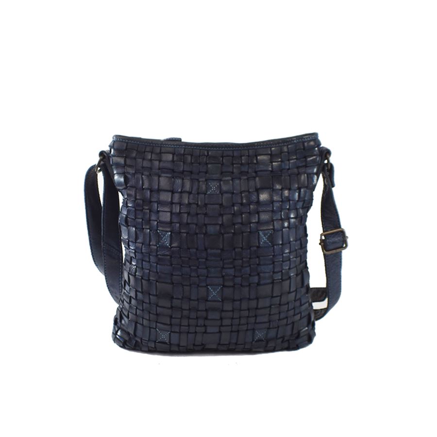 Zara Woven Leather Cross-Body Bag Bag Oran Blue 