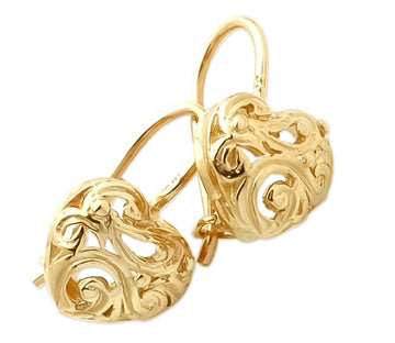 9ct Filigree Hearts Earrings Gold jewellery Gerrim International 