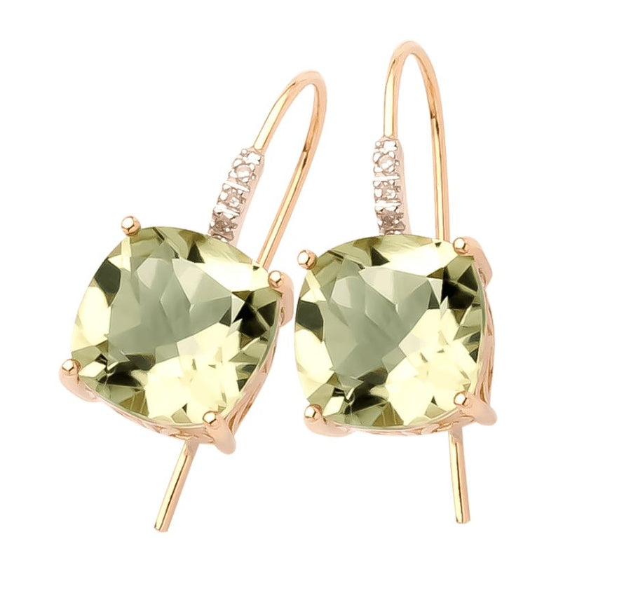 9ct Green Amethyst Diamond Earrings – Teddy Sinclair