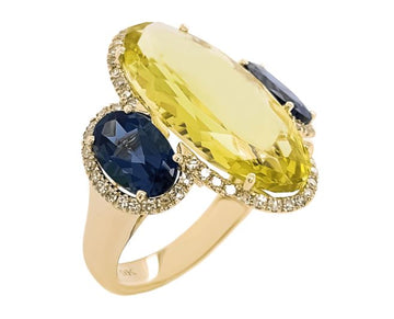 9ct Lemon Q Iolite Diamond Ring Gold jewellery Gerrim International 