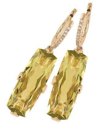 9ct Lemon Quartz Diamond Earrings Gold jewellery Gerrim International 