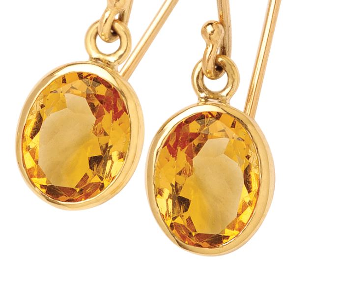 9ct Oval Citrine Hook Earring Gold jewellery Gerrim International 