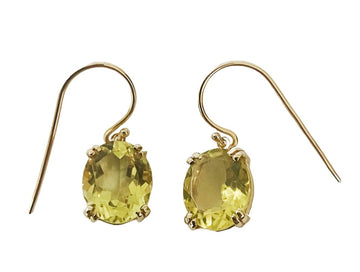 9ct Oval Lemon Quartz Earrings Gold jewellery Gerrim International 