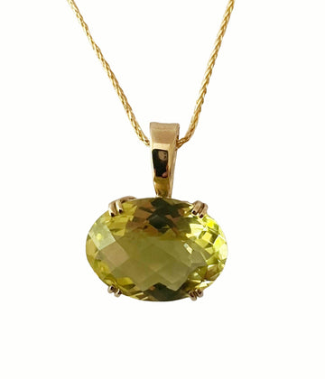 9ct Oval Lemon Quartz Necklace Gold jewellery Gerrim International 