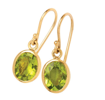 9ct Oval Peridot Hook Earring Gold jewellery Gerrim International 