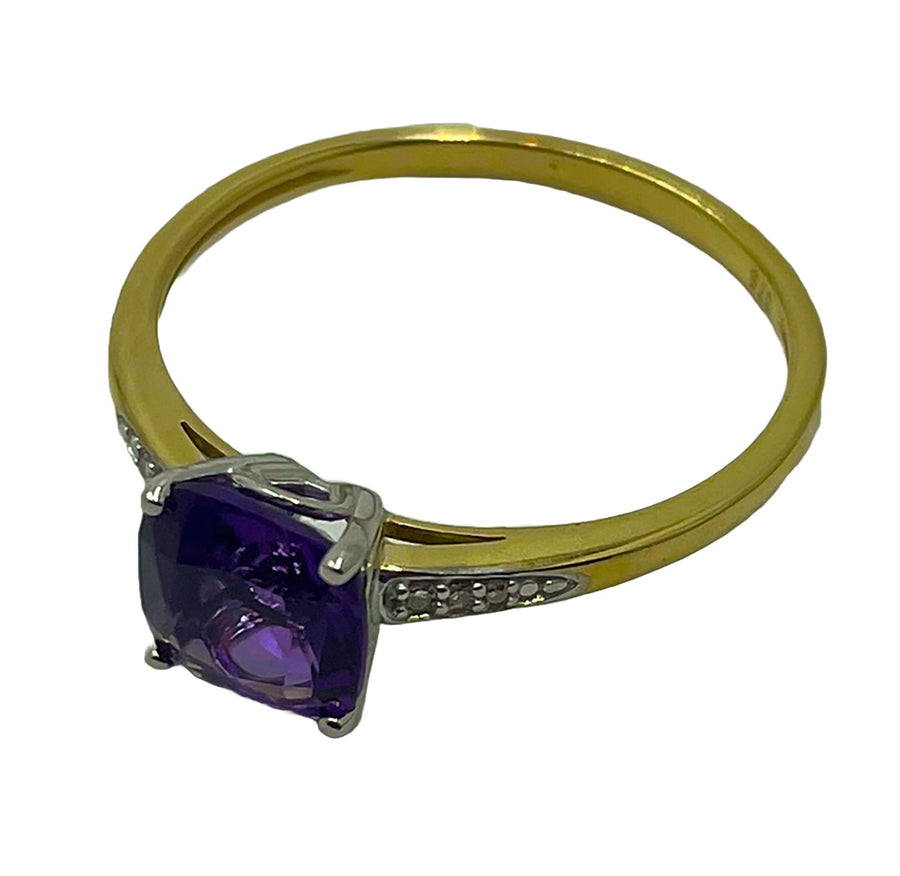 9kt Gold Amethyst Diamond Ring Gold jewellery Paterson Fine Jewellery 