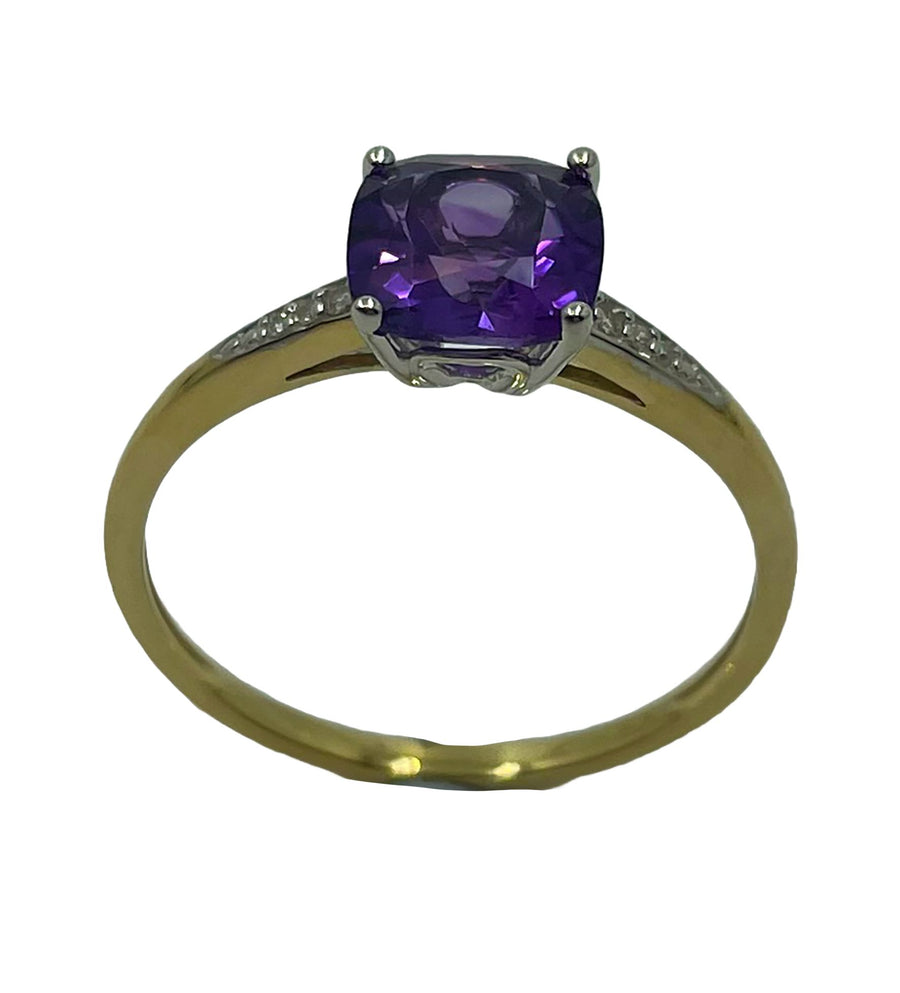 9kt Gold Amethyst Diamond Ring Gold jewellery Paterson Fine Jewellery 