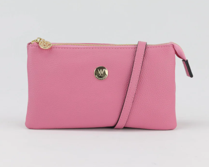 Evie Pebbled Leather Bag - Pink & Red Tones