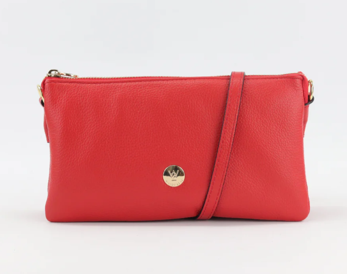 Evie Pebbled Leather Bag - Pink & Red Tones