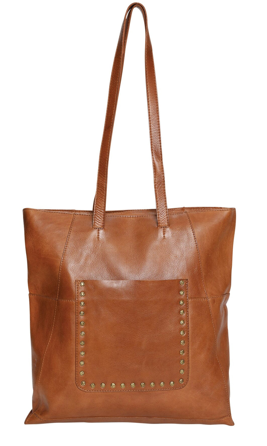 Adrienne Studded Leather Tote Bag Handbag Modapelle Tan 